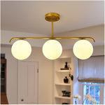 Load image into Gallery viewer, Gold Globo di vetro Chandelier - 3 globes