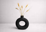 Load image into Gallery viewer, Ciambella Black Vase ( includes dried stems)