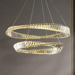 Load image into Gallery viewer, Sparkle double wavy Gold LED chandelier