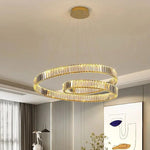 Load image into Gallery viewer, Sparkle rondo Gold LED Pendant chandelier