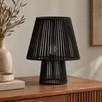 Load image into Gallery viewer, Black rope table lamp, lights off