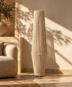 Load image into Gallery viewer, Off-white rope floor lamp - lights off