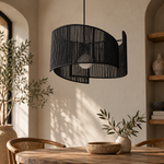 Load image into Gallery viewer, Spiral Rope Pendant Light Black - lights off