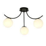 Load image into Gallery viewer, Black turned Globo di vetro Chandelier - 3 globes