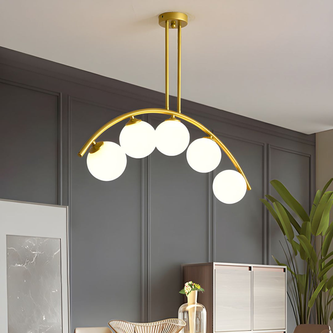 Gold Globo di vetro Chandelier - 5  globes