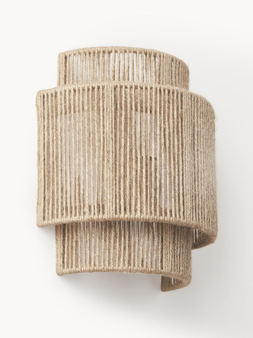 Natural rope wall lamp illuminated