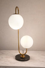 Load image into Gallery viewer, Black Globo di vetro table lamp - 2 globes (marble edition)