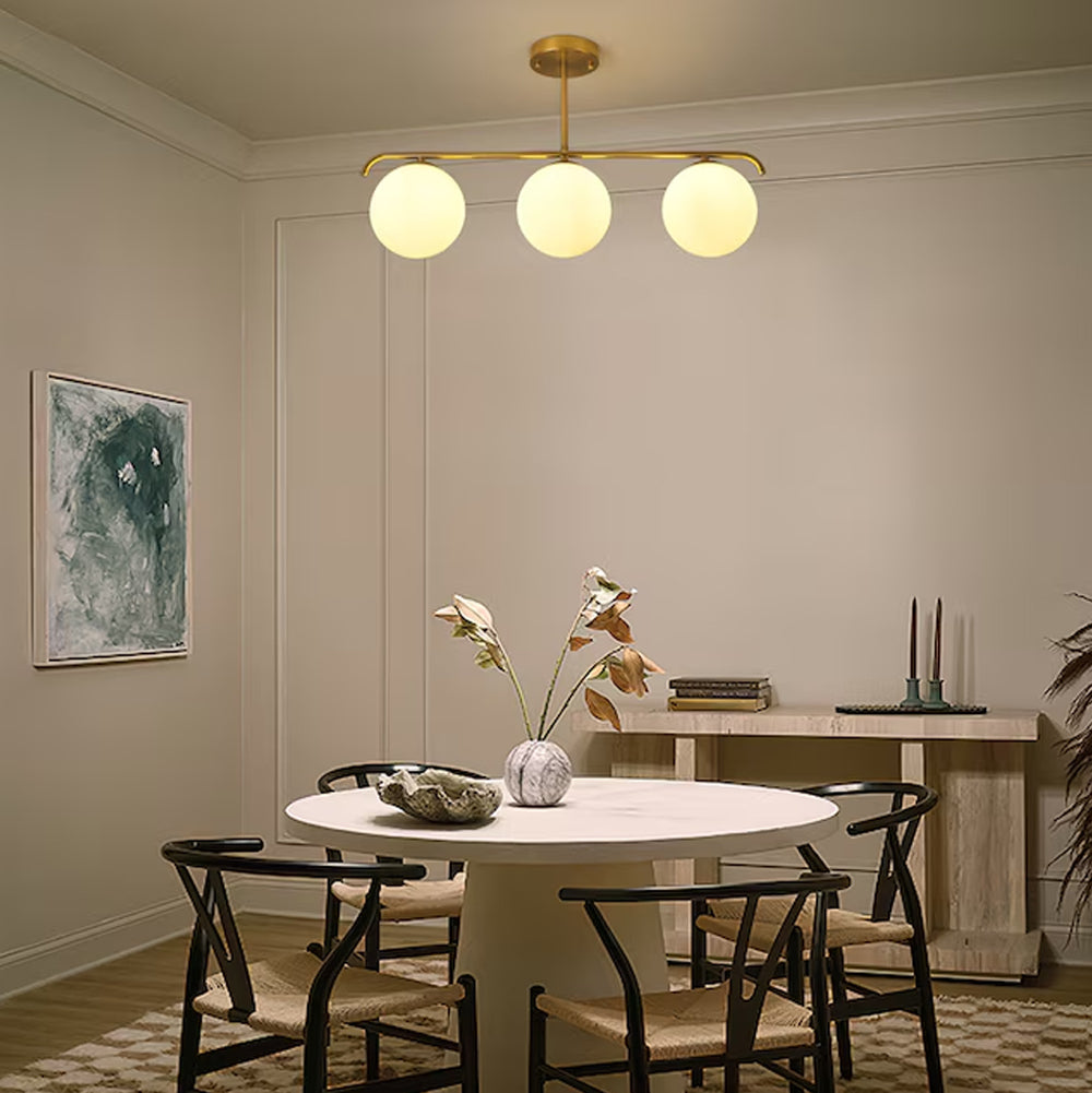 Gold Globo di vetro Chandelier - 3 globes