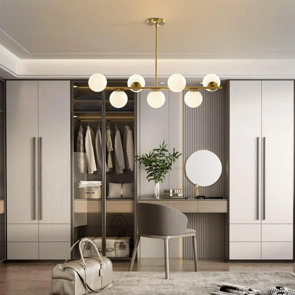 Gold Globo di vetro Chandelier - 7 globes
