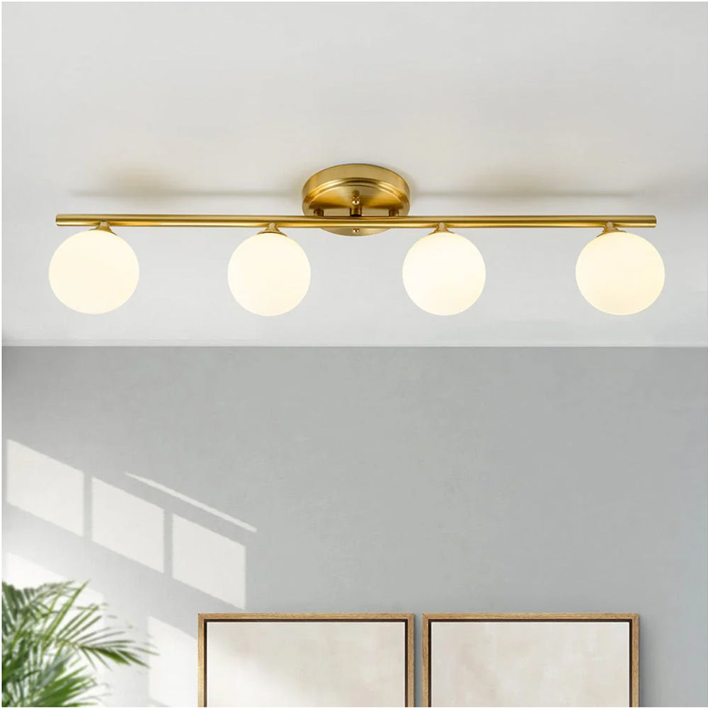 Gold Globo di vetro Chandelier - 4  globes