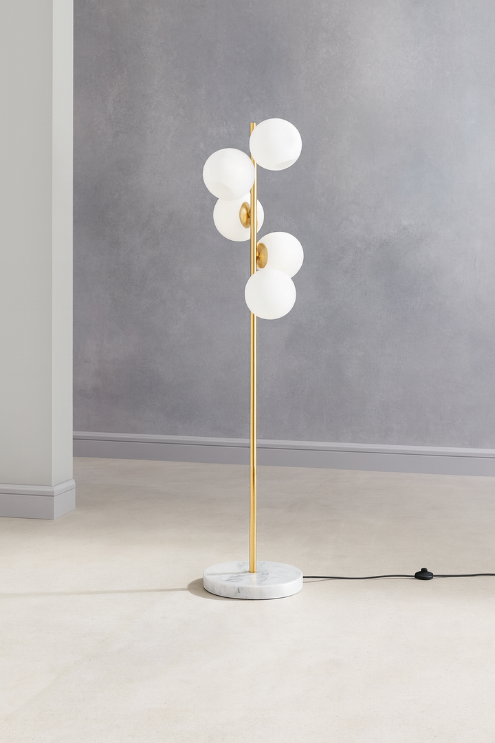 Gold Globo di vetro floor lamp  - 5 globes
