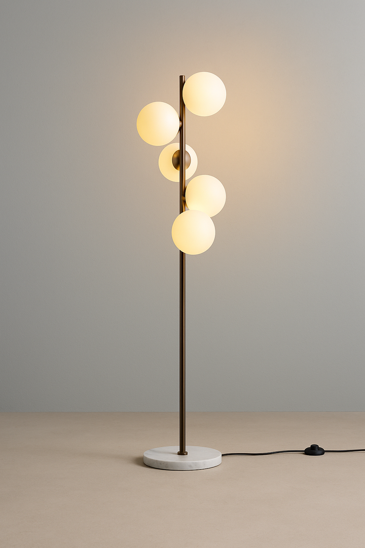 Gold Globo di vetro floor lamp  - 5 globes