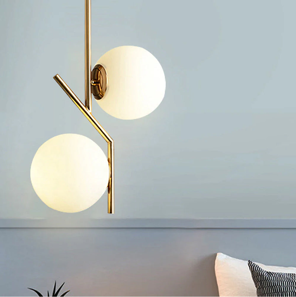 Gold Globo di vetro Chandelier - 2  globes
