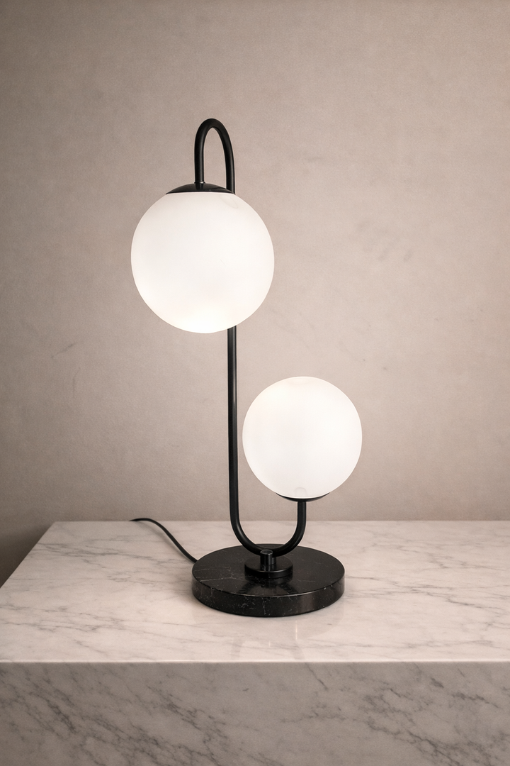 Black Globo di vetro table lamp - 2 globes