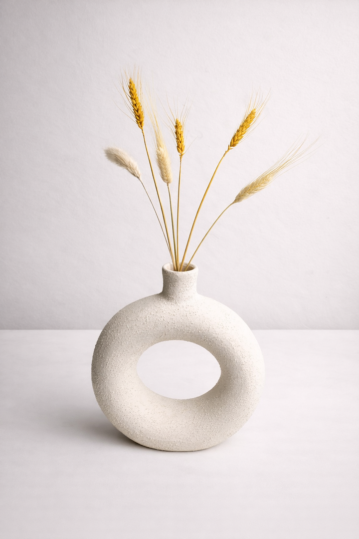 Ciambella white Vase ( includes dried stems)