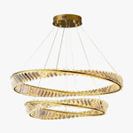 Load image into Gallery viewer, Sparkle double wavy Gold LED chandelier