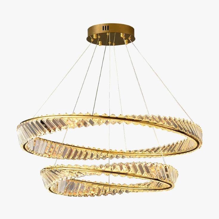 Sparkle double wavy Gold LED chandelier