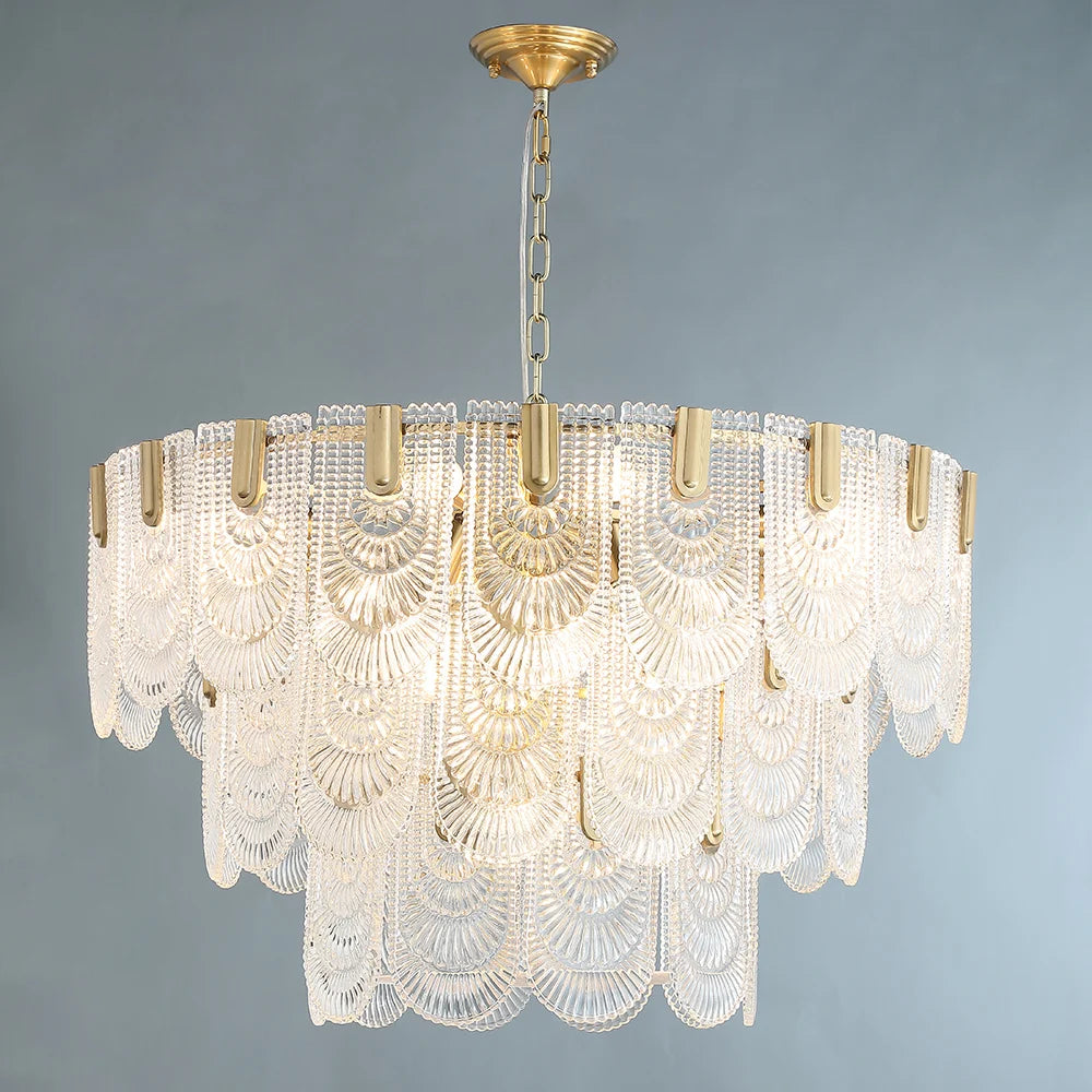 Aurora round Cascade Chandelier -Gold (3 levels)