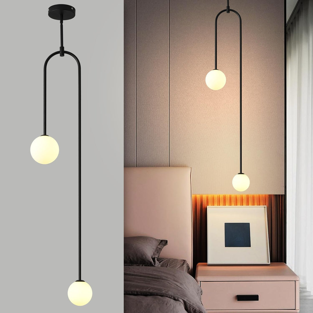 Black Globo di vetro Chandelier - 2 globes