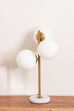 Load image into Gallery viewer, Gold Globo di vetro table lamp - 3 globes
