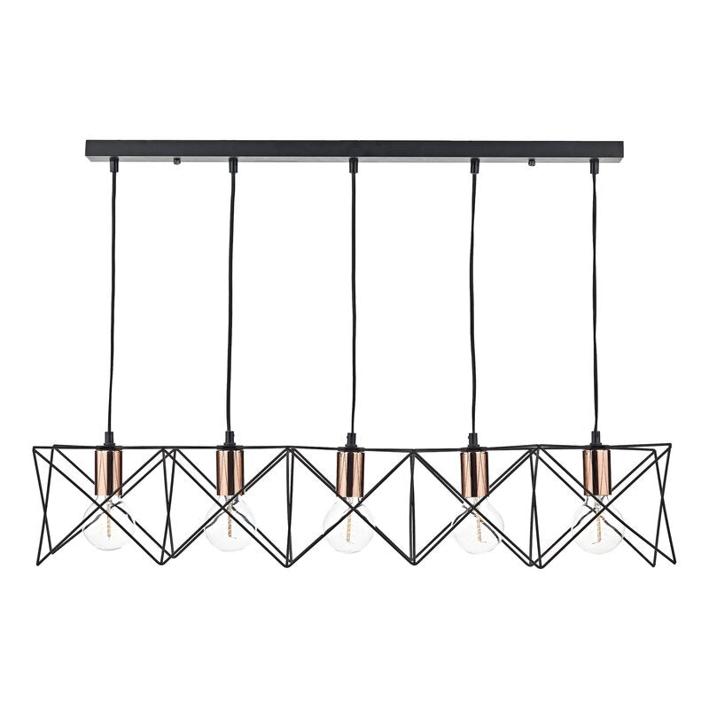 quintuple Star fit line Chandelier  - Black