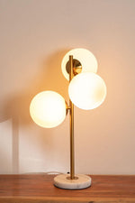 Load image into Gallery viewer, Gold Globo di vetro table lamp - 3 globes
