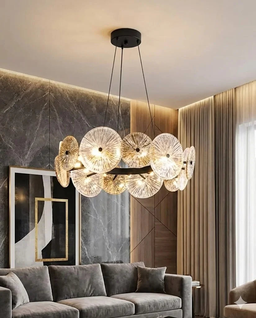 Aurelia round Glass Chandelier - Black