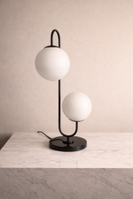 Load image into Gallery viewer, Black Globo di vetro table lamp - 2 globes