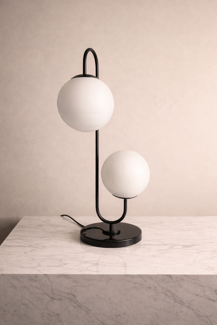 Black Globo di vetro table lamp - 2 globes