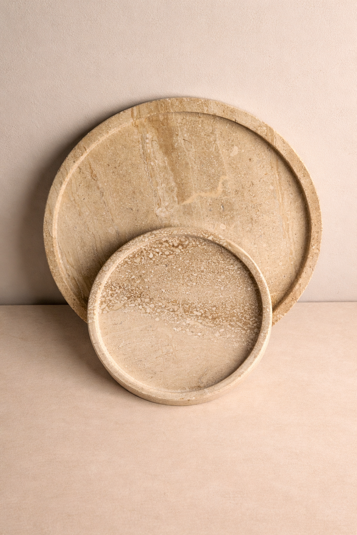 Travertine marble tray set (30 cm & 20 cm)
