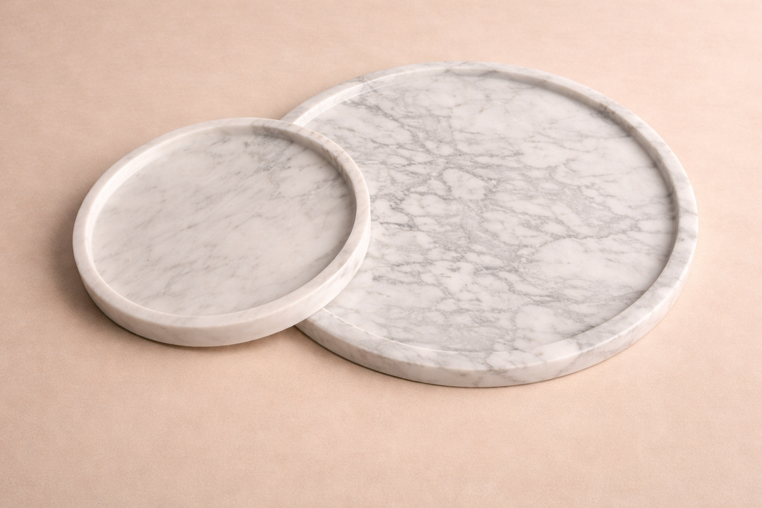 Carrara marble tray set (30 cm & 20 cm)