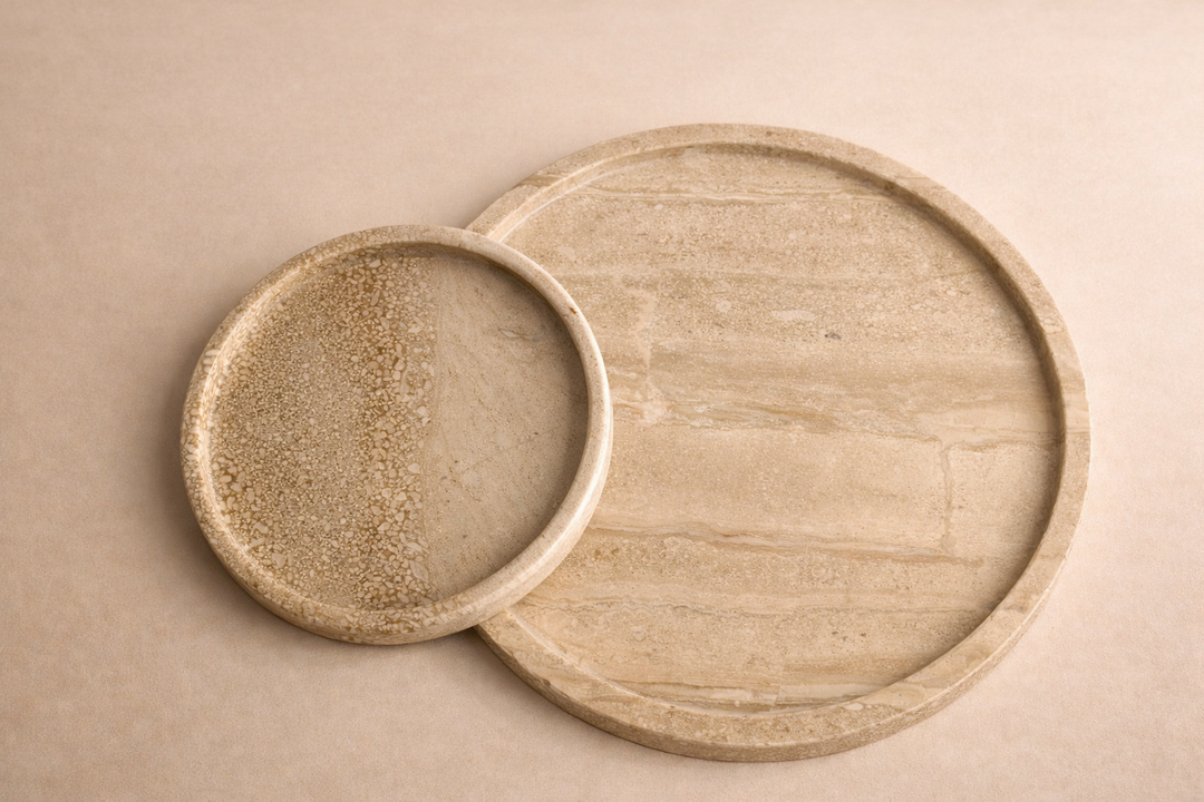 Travertine marble tray set (30 cm & 20 cm)