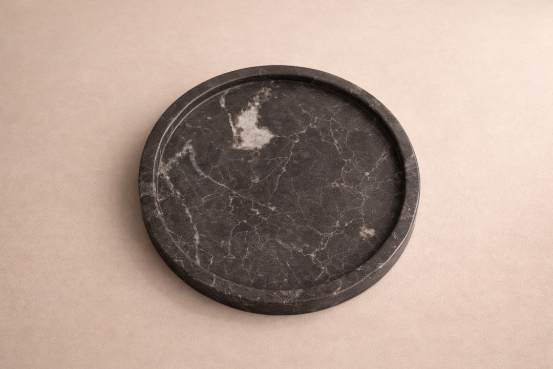 Black Marquina marble tray set (30 cm & 20 cm)