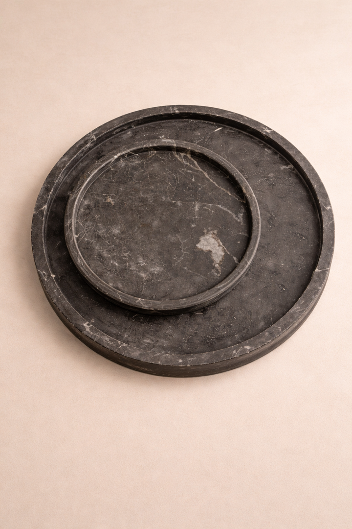 Black Marquina marble tray set (30 cm & 20 cm)