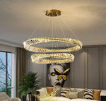 Load image into Gallery viewer, Sparkle double wavy Gold LED chandelier