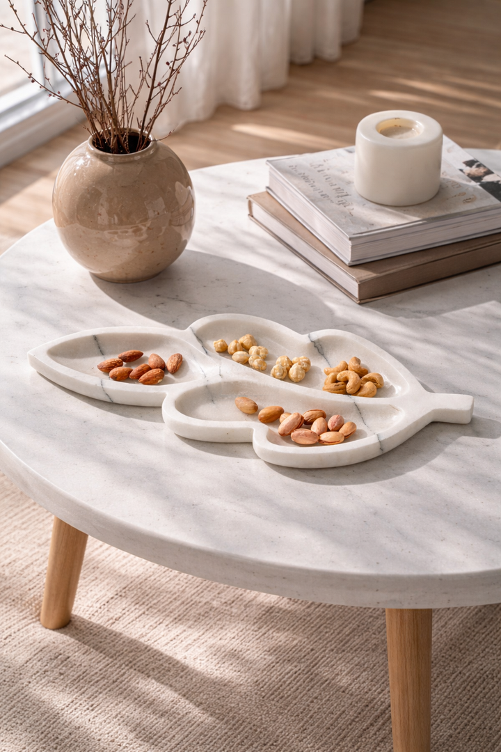 Calacatta leaf marble tray
