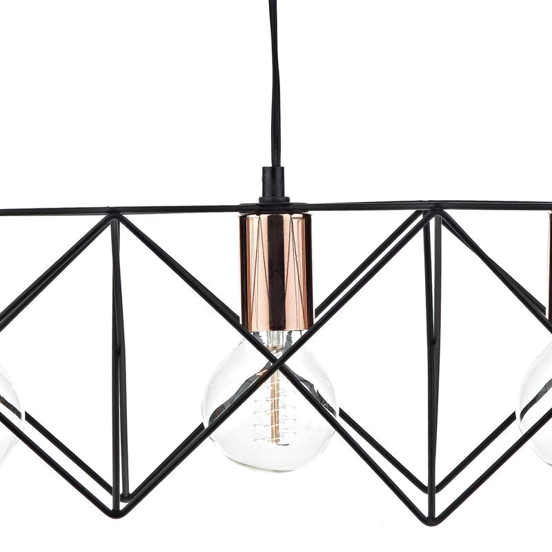 triple Star  fit line Chandelier  - Black