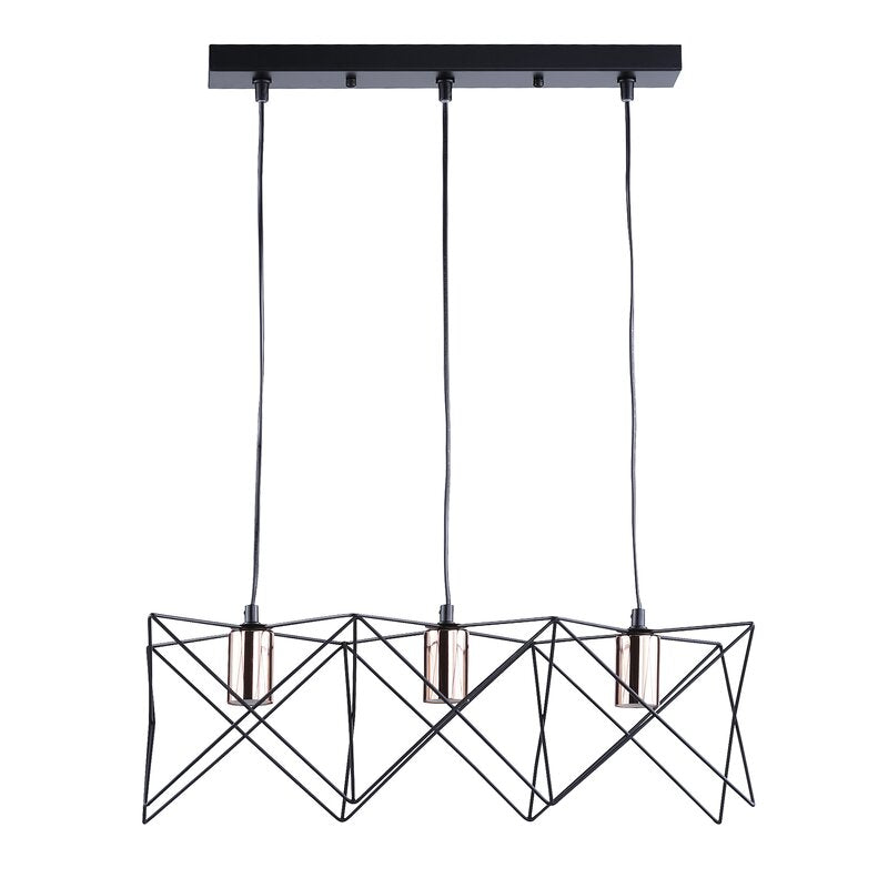 triple Star  fit line Chandelier  - Black