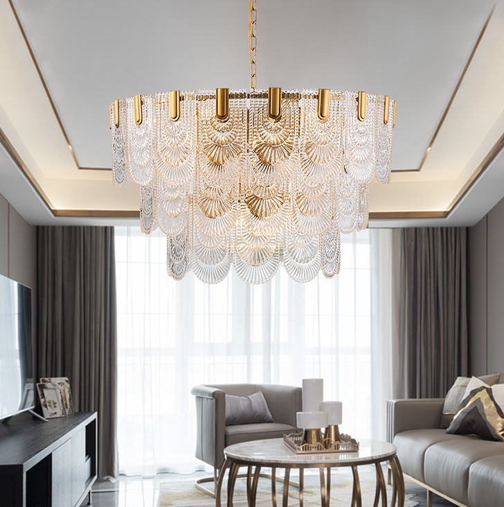 Aurora round Cascade Chandelier -Gold (3 levels)
