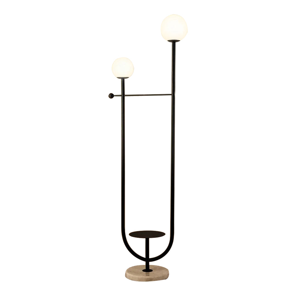 Black turn Globo di vetro floor lamp  - 2 globes