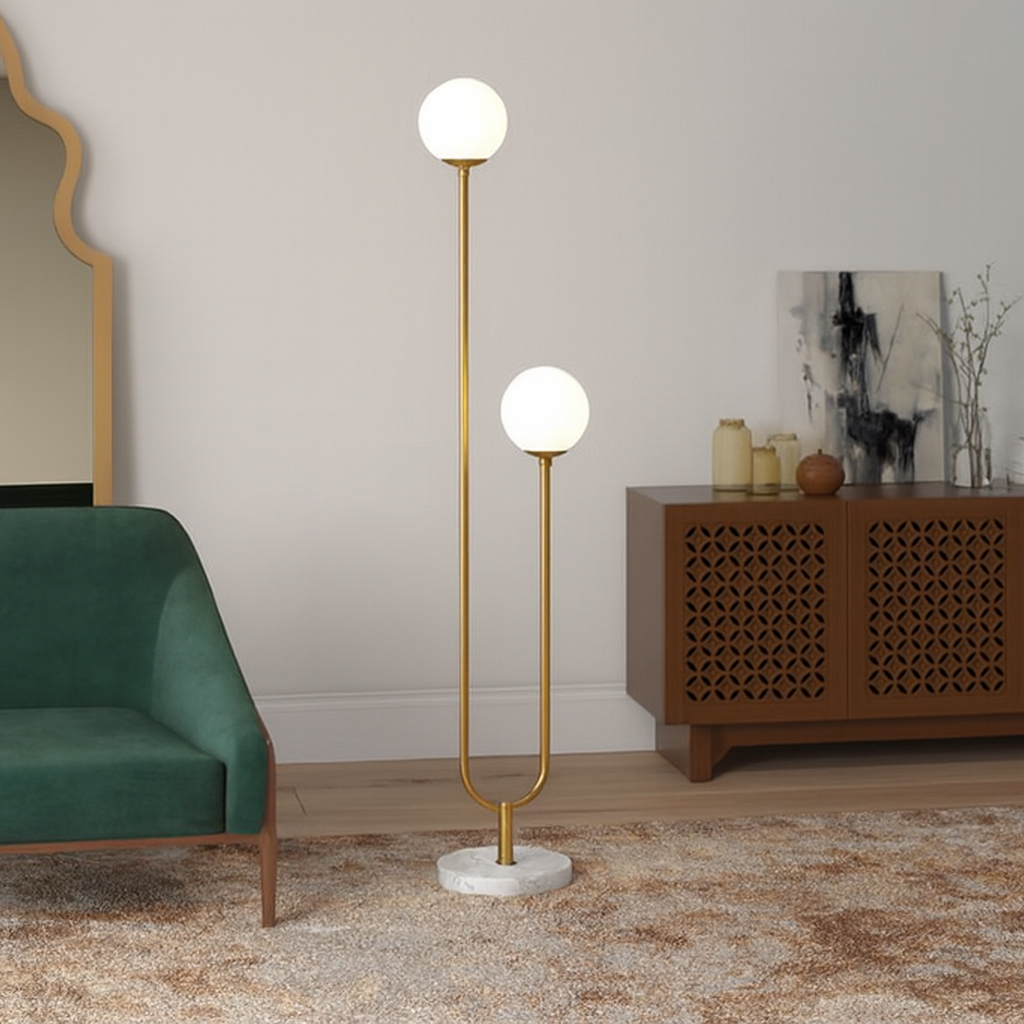 Gold Globo di vetro floor lamp  - 2 globes