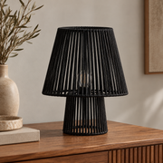Black rope table lamp, lights off