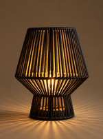 Load image into Gallery viewer, Sahara black table lamp lights on