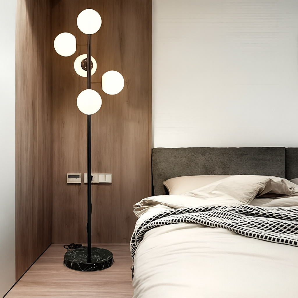 Black Globo di vetro floor lamp  - 5 globes