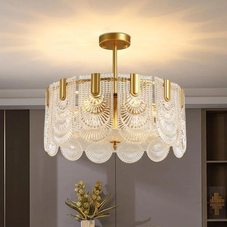 Aurora round Cascade Chandelier -Gold (single level)