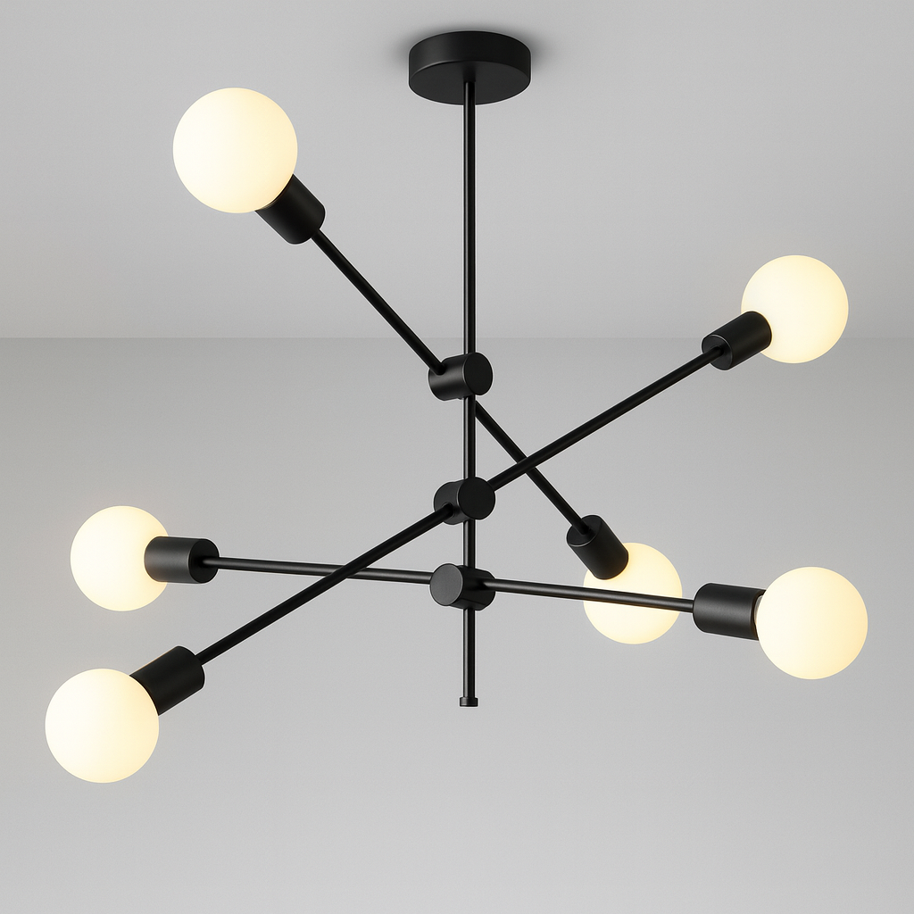 Sputnik Chandelier - 6 bulb - Black