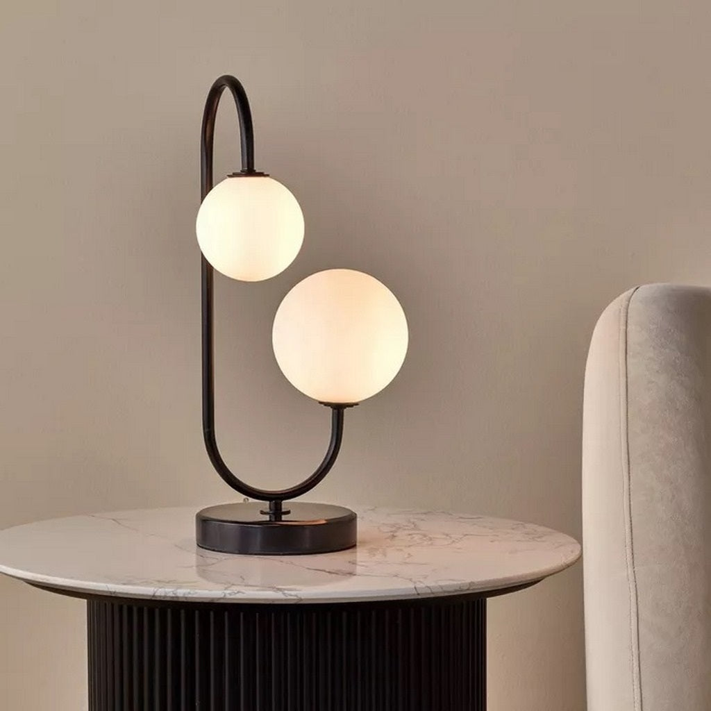 Black Globo di vetro table lamp - 2 globes