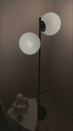 Load and play video in Gallery viewer, Black Globo di vetro floor lamp  - 2 globes