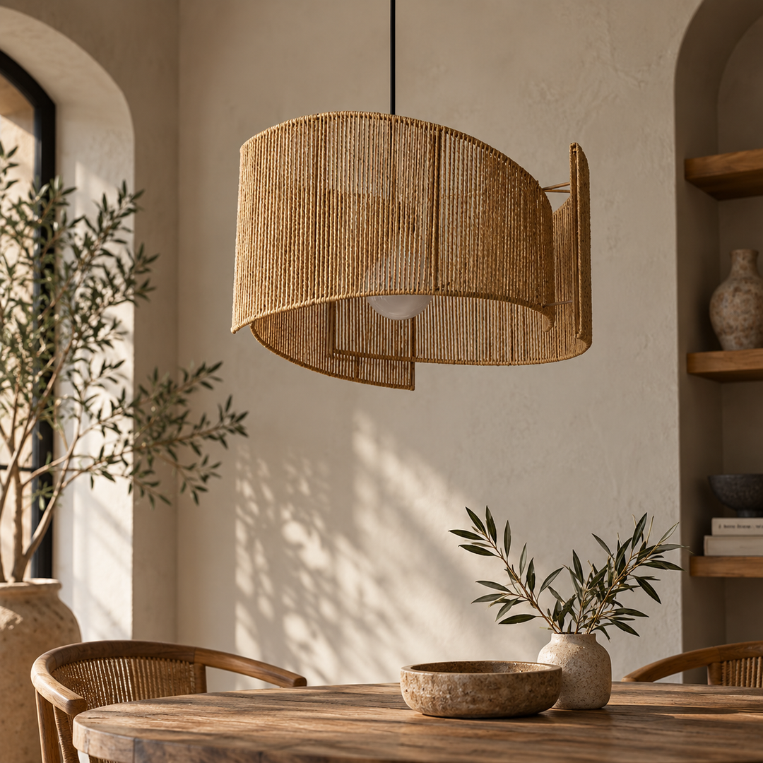 Spiral Rope Pendant Light - lights off