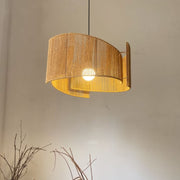 Spiral Rope Pendant Light - lights on
